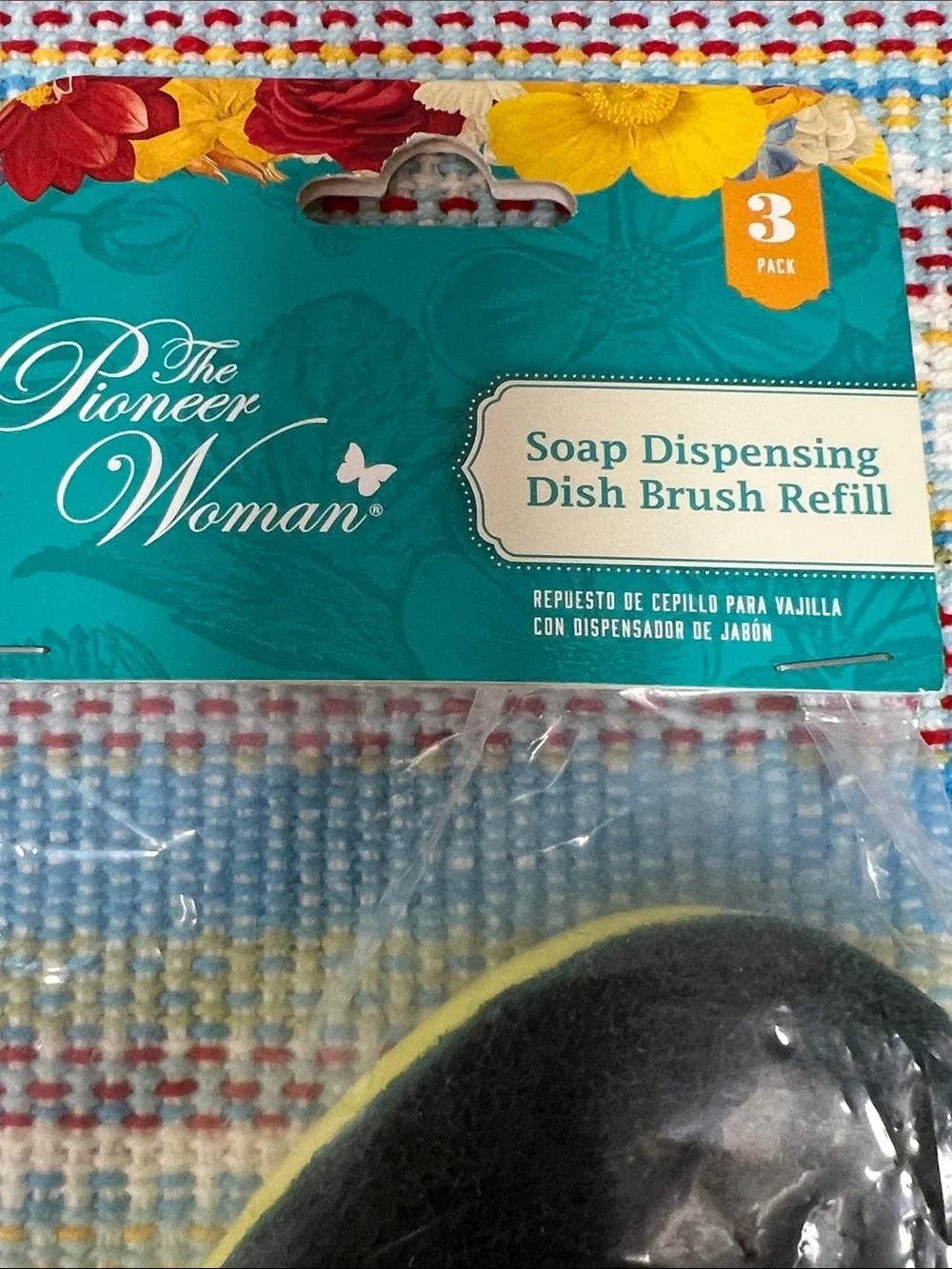 The Pioneer Woman Teal and Yellow Soap Dispensing Dish Brush Refill - 4 sets